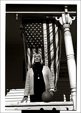 lady on porch